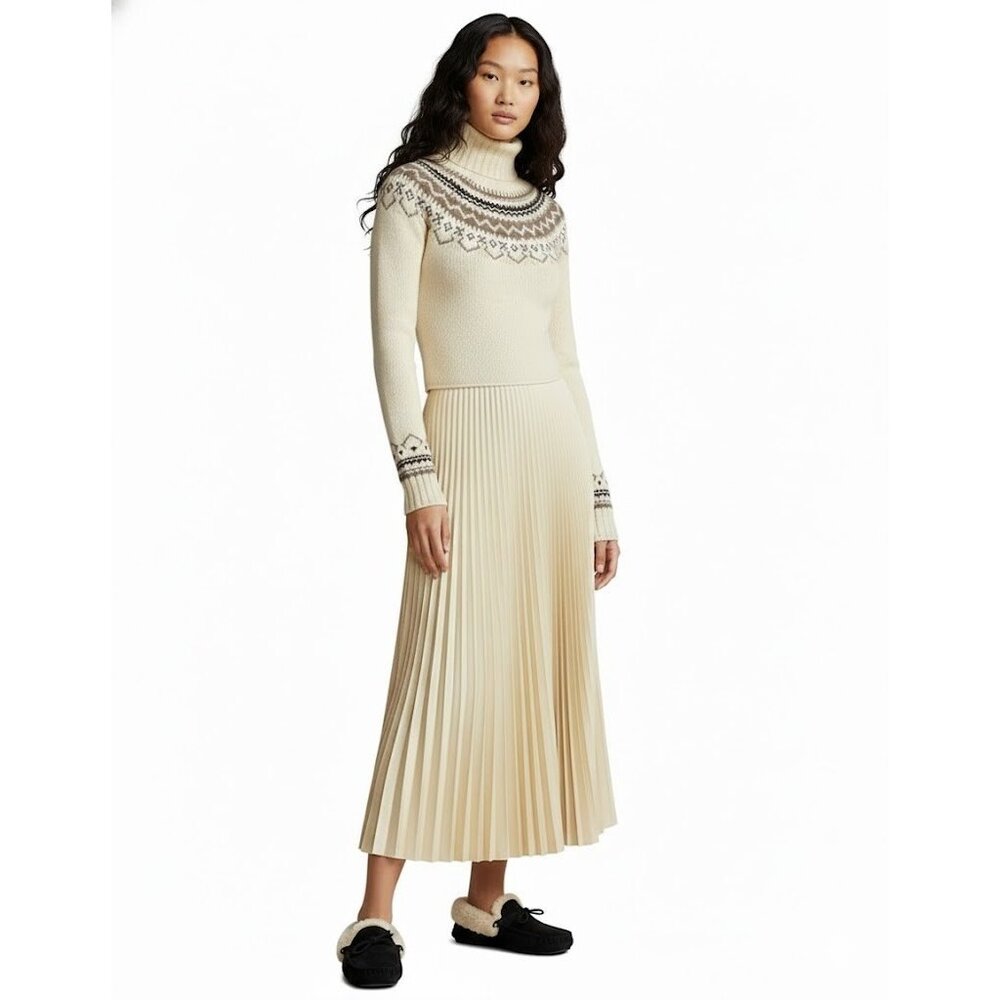 NWT Polo Ralph Lauren Hybrid Fair Isle Sweater-Pleated Turtleneck Dress XL - Picture 2 of 9